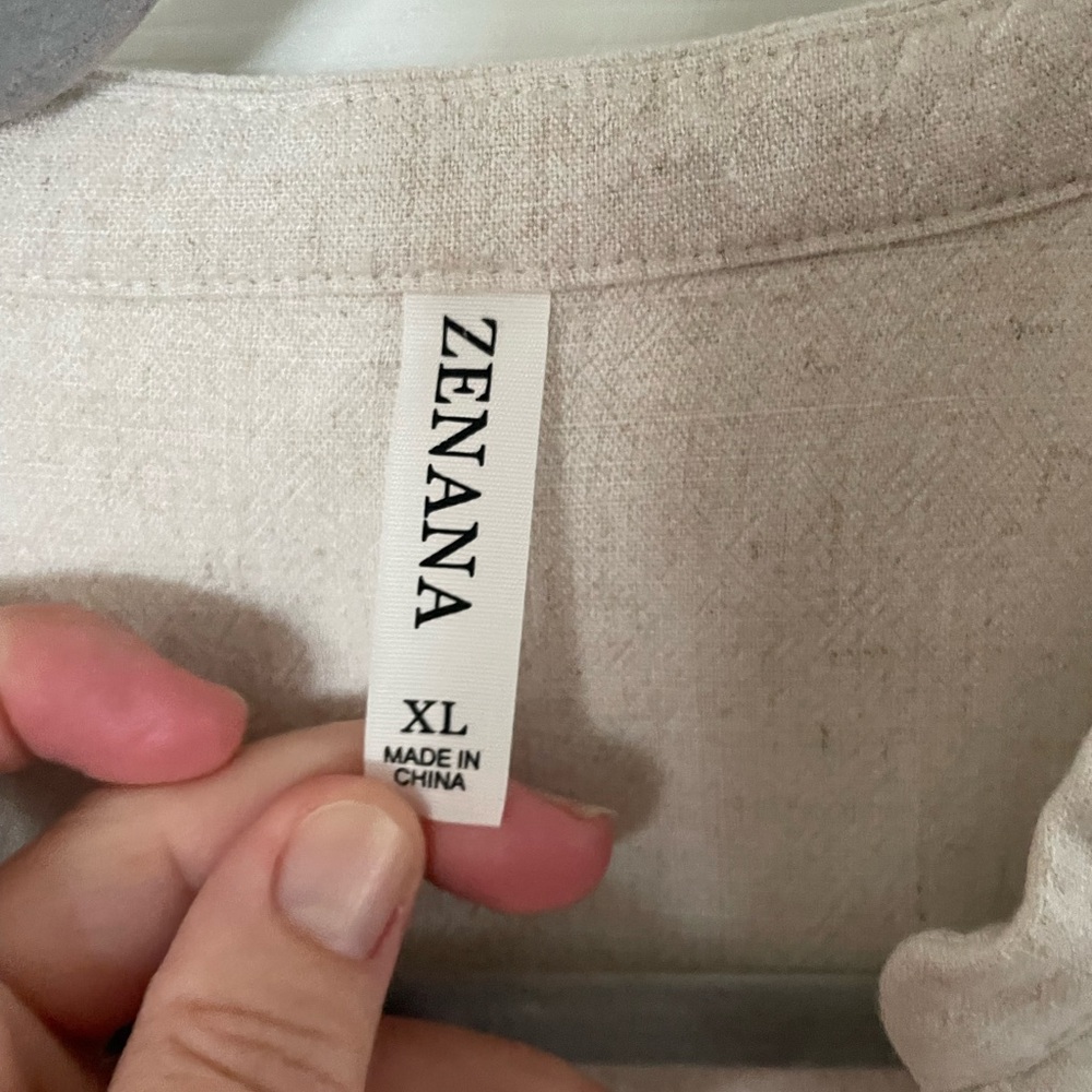 Zenana Outfitters Natural Beige Linen & Rayon Top - Picture 2 of 4